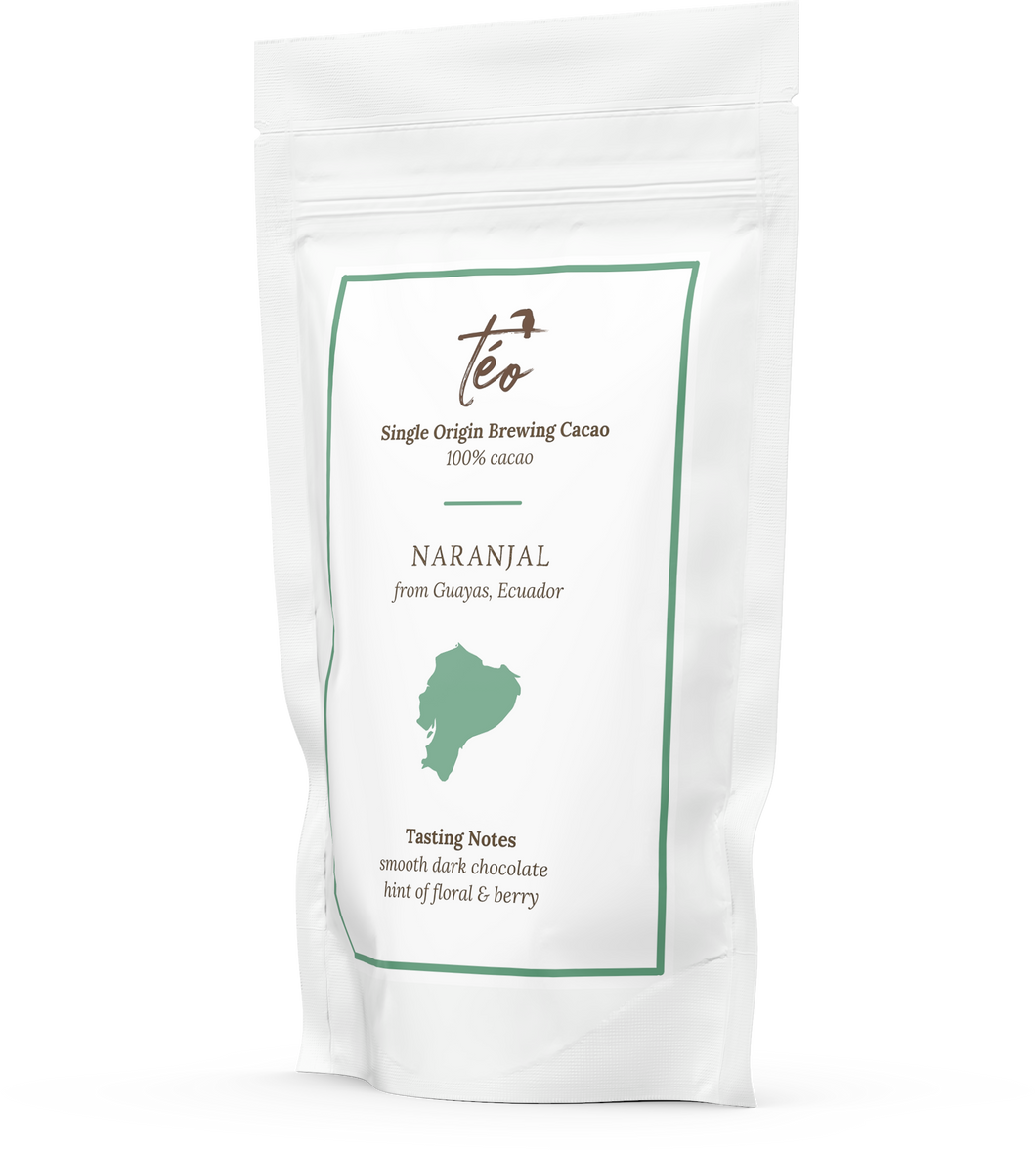 The Naranjál Brewing Cacao is from Ecuador. It tastes of smooth dark chocolate with hints of floral and berry!